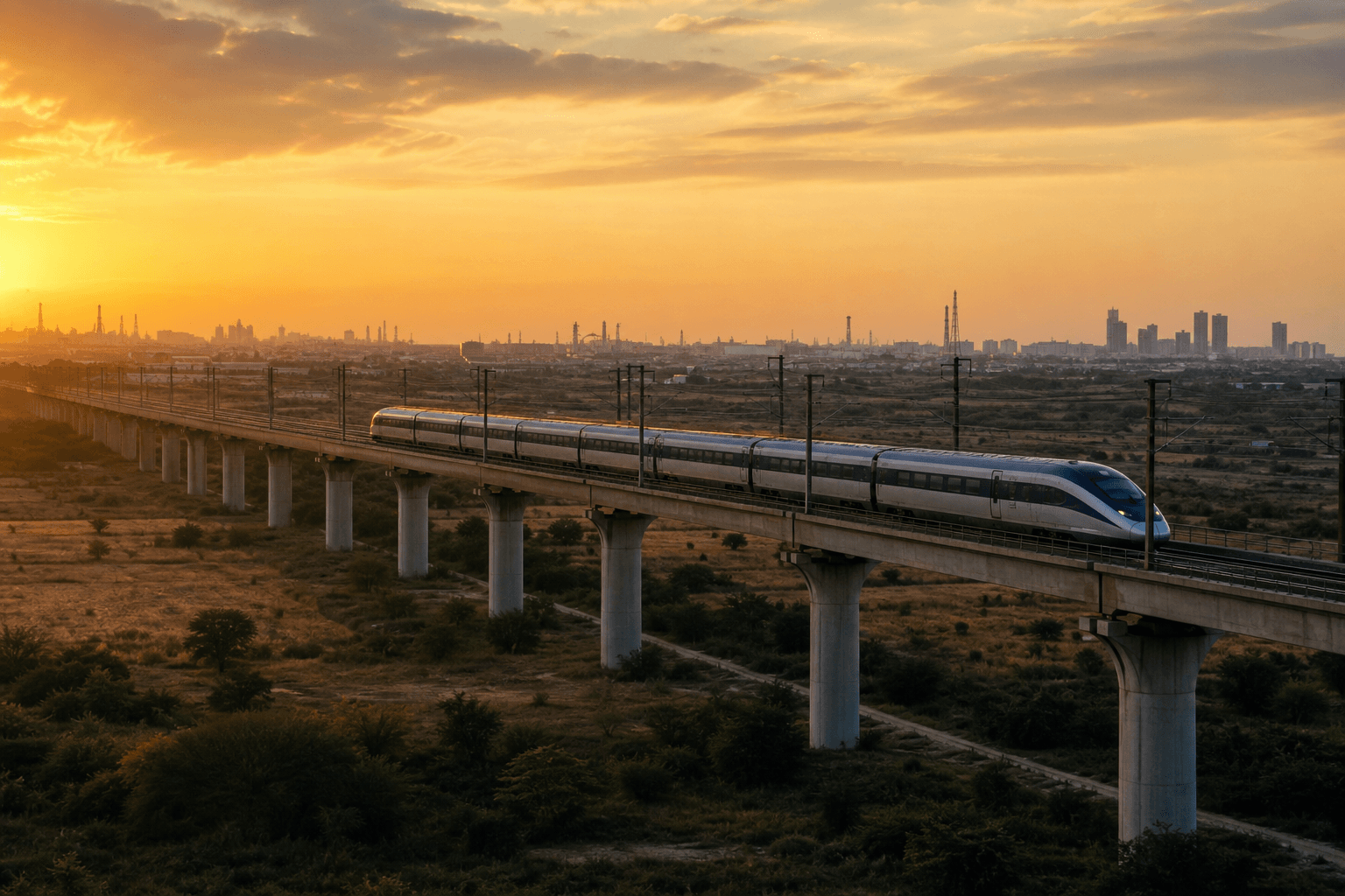 Passenger and freight rail corridor towards Dholera
