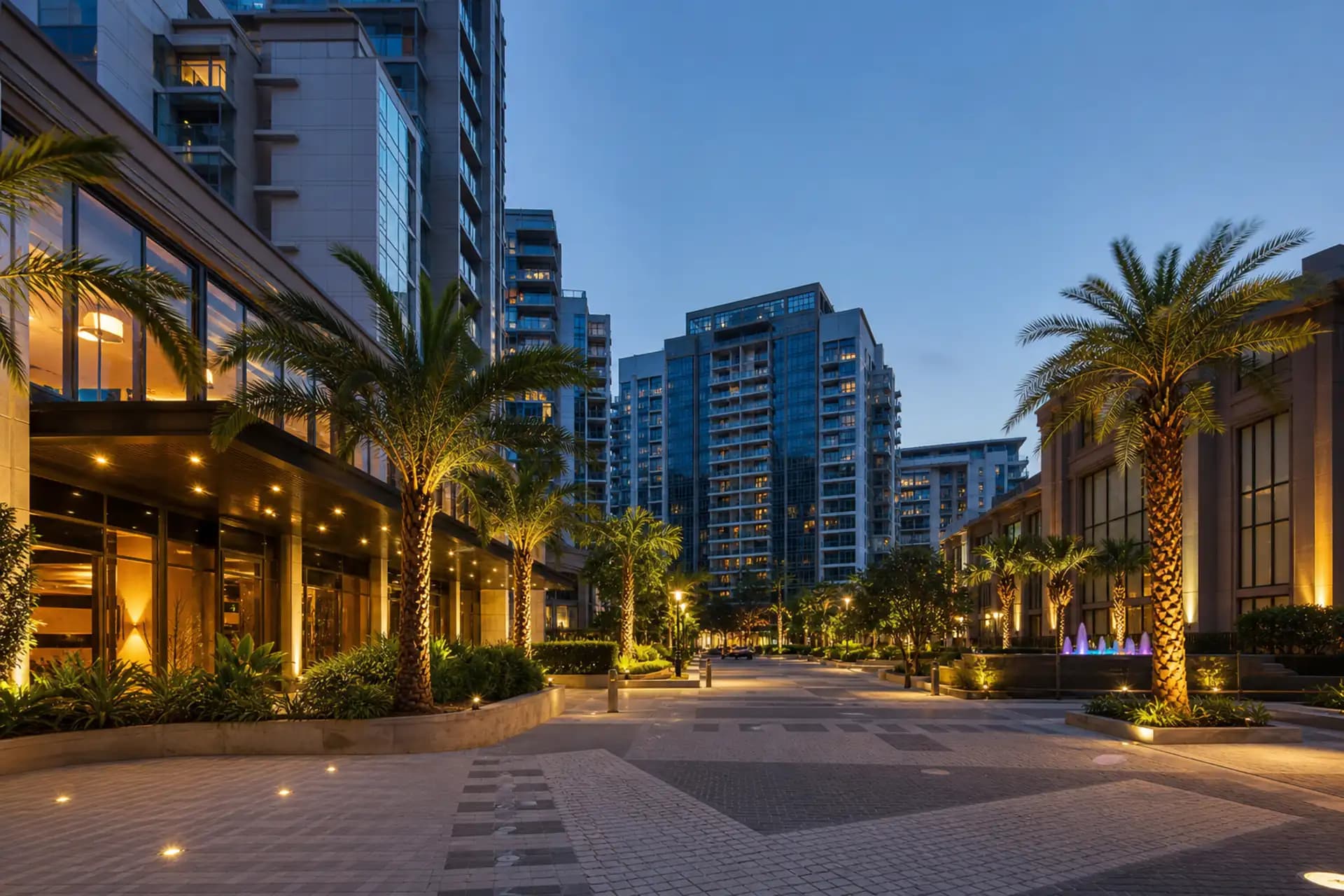 Hospitality and mixed-use district in a planned city